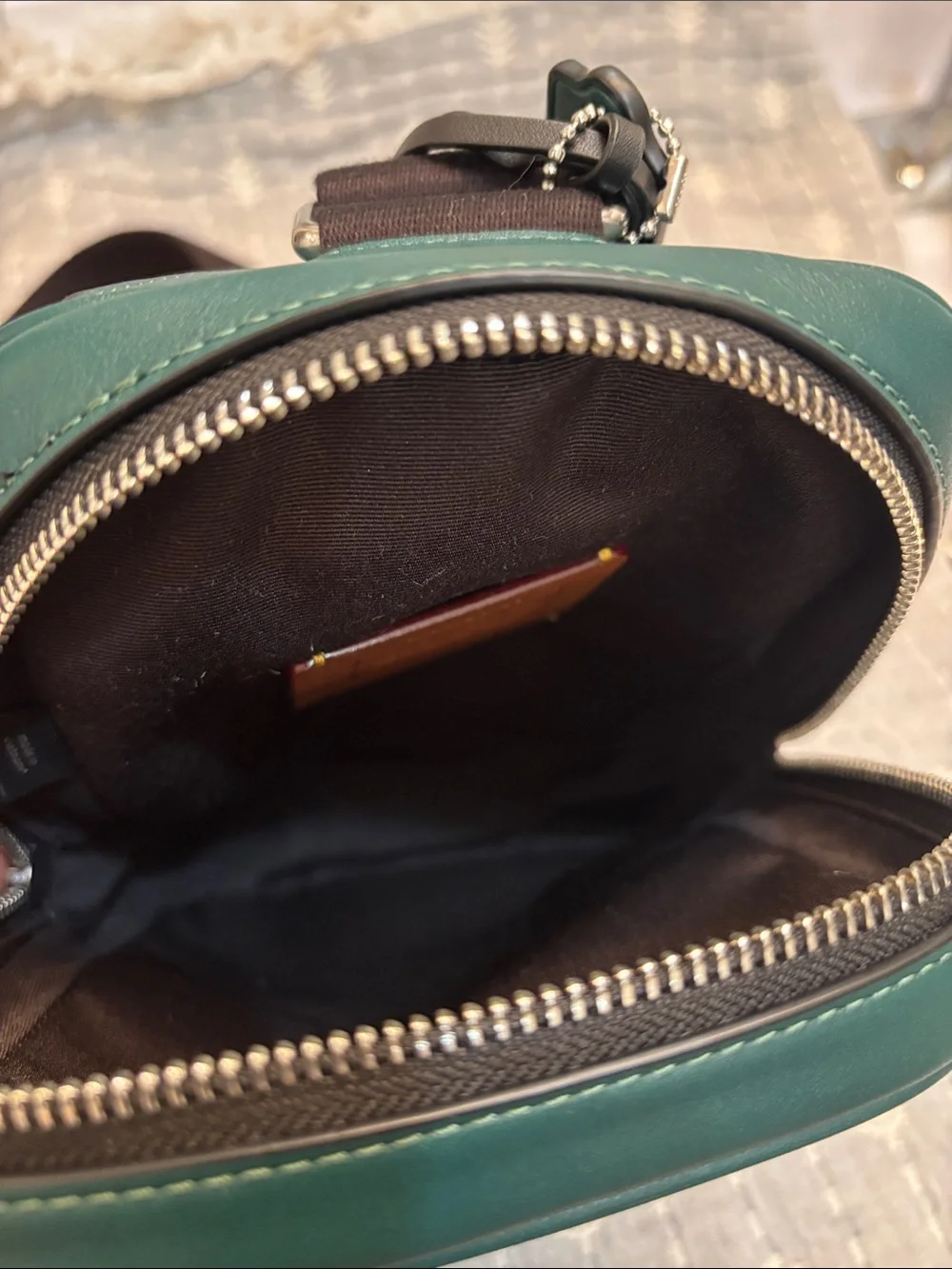 Coach Men’s Sea Green Signature Crossbody Sling Bag with Charm - Used once